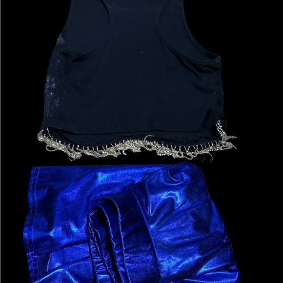Blue Metallic skirt and top size small - Picture 4 of 6